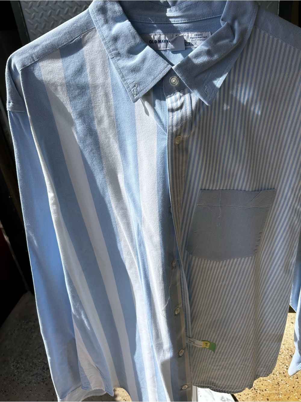 Old Navy Blue and White Striped Button-Down Shirt